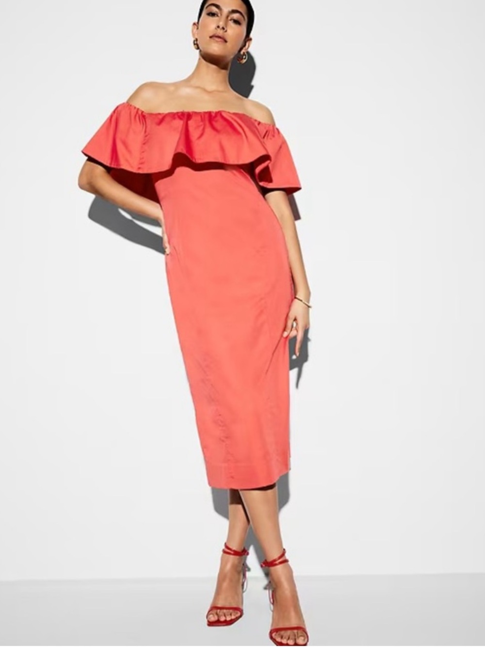 NWT! The Occasion by Old Navy Red Ruffle Midi Dress - Size LARGE 🪂